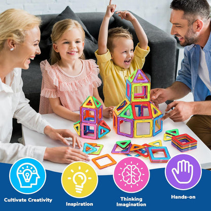 STEM Magnetic Building Blocks Set | 42-Piece Magnetic Tiles for Kids