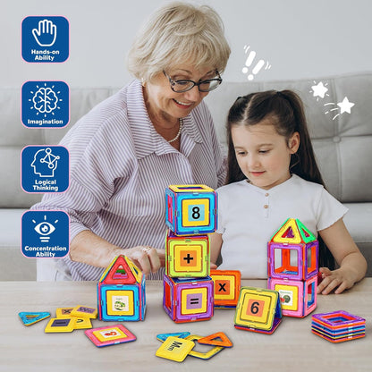 STEM Magnetic Building Blocks Set | 42-Piece Magnetic Tiles for Kids