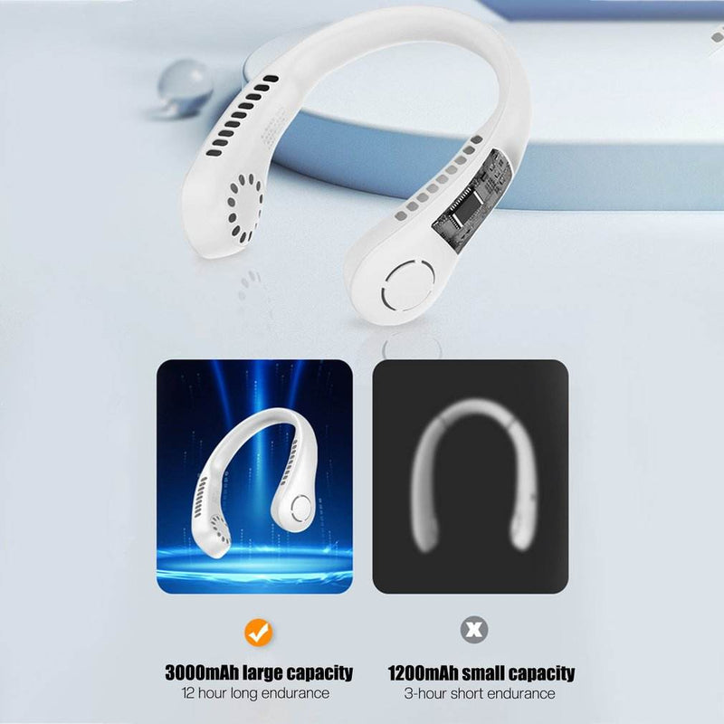 Bladeless Neck Fan – 360° Hands-Free Personal Cooler